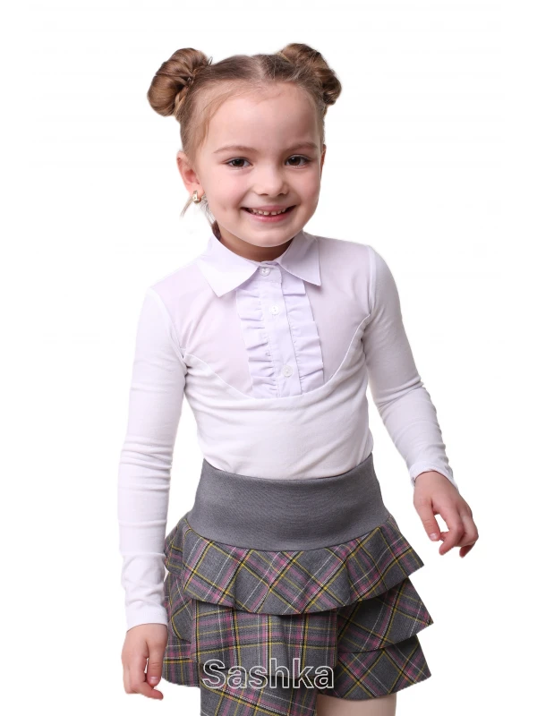 Блуза для дівчинки Sashka трикотажна біла, розмір 116-146